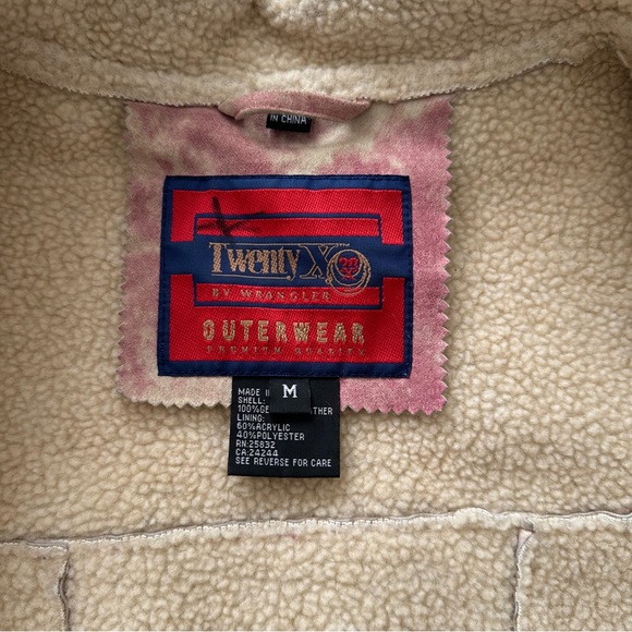 Wrangler Leather Sherpa Lined Twenty X Womans Medium  Jacket Natural Pink - Picture 7 of 7